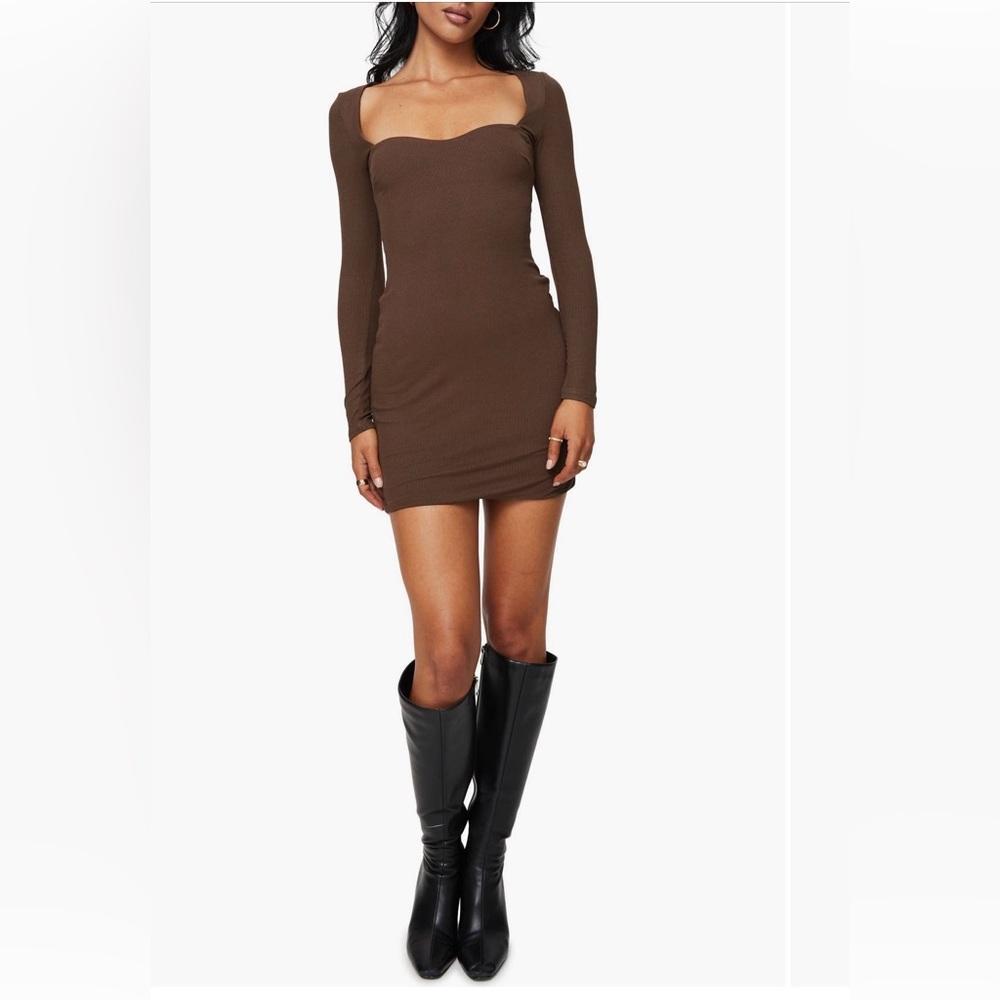 Brown Long Sleeve Dress